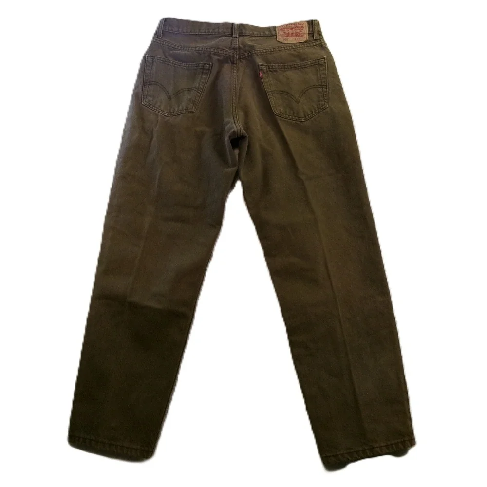 Vintage Levi's 550 Men 34x30 Olive Green Denim Relaxed Fit Tapered Leg Jeans